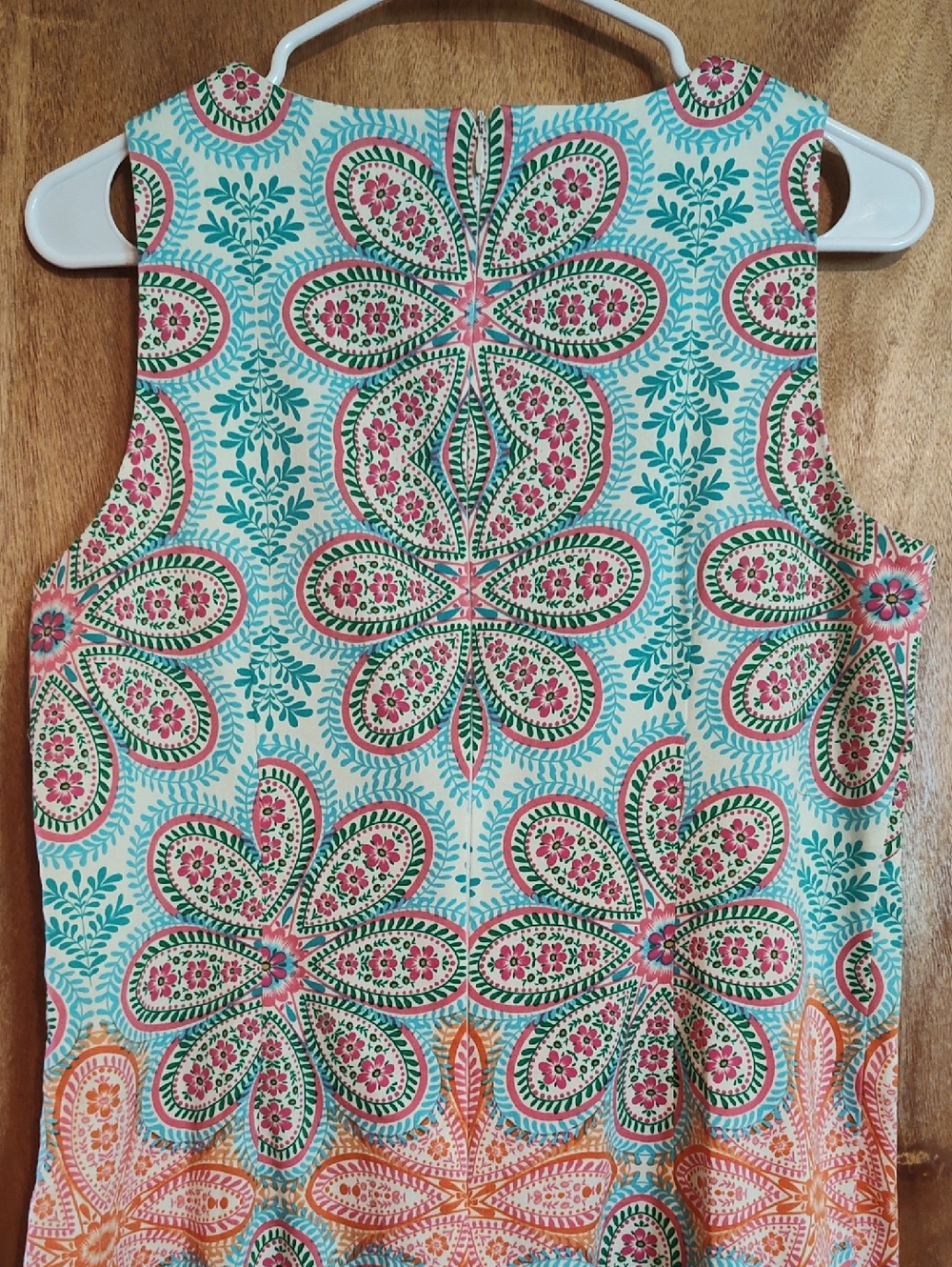 Pretty London Times Sheath Dress Turquoise Pink Floral Stretch Preppy Brunch 8 - Picture 7 of 10